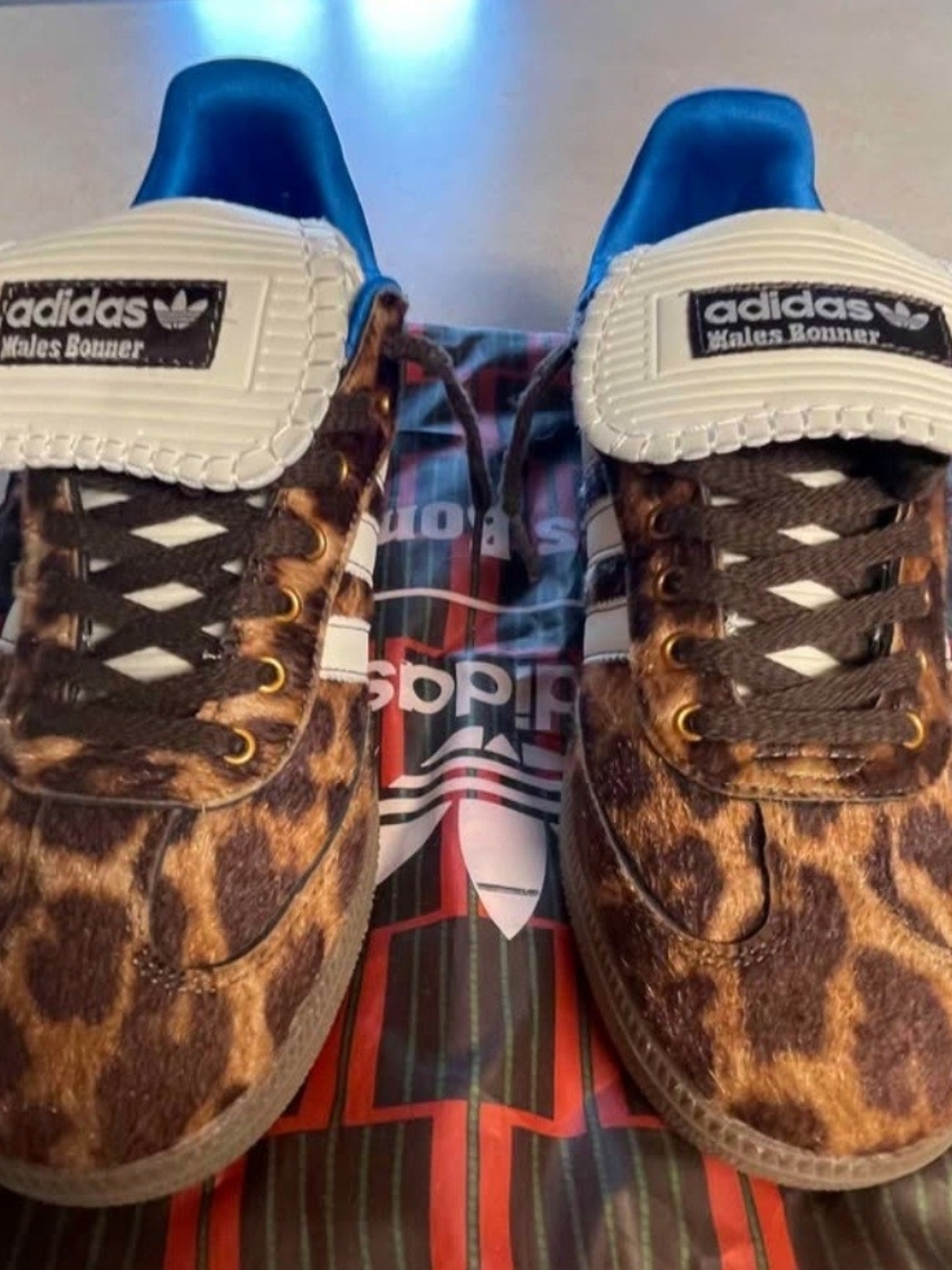 adidas Men’s Wales Bonner Leopard Print Sneakers with White Tongue Accents